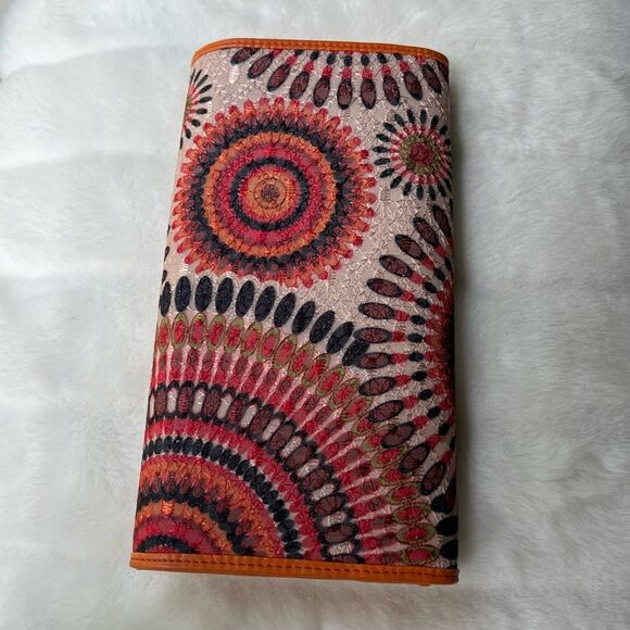 Peacock Strut Multicolored Clutch Purse Orange trim - Picture 9 of 15